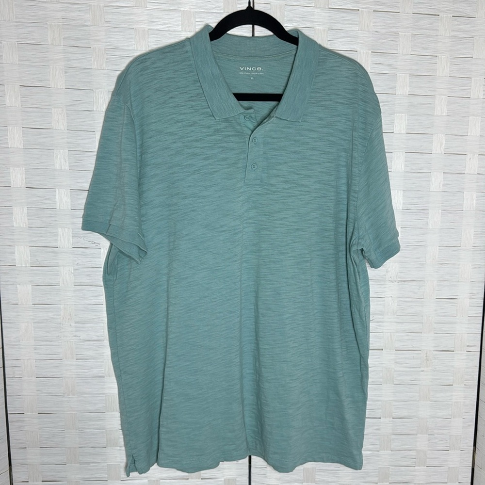 Vince Seagreen Cotton 3 Button Collared Polo ShirtSize XL